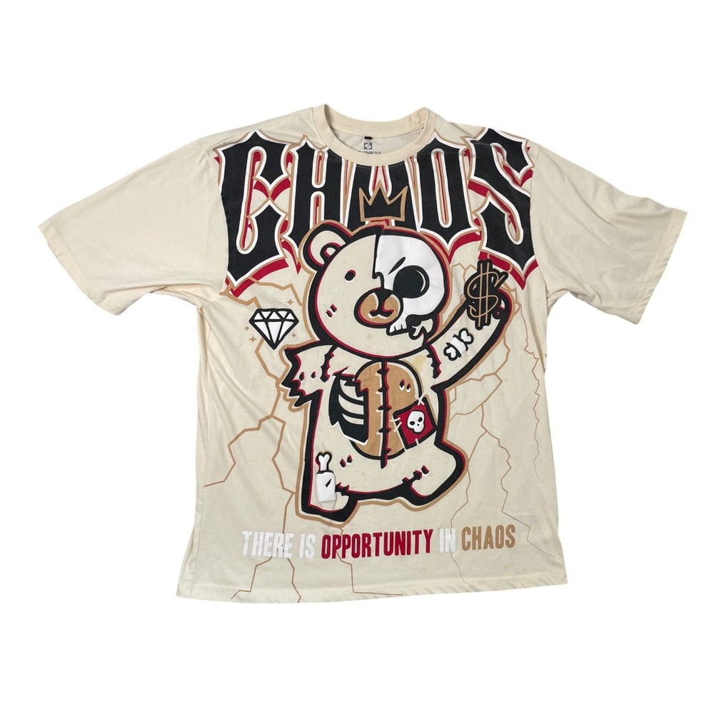 Southpole Graphic T-Shirt Mens 3XB Cream Chaos Bear‎ Streetwear Urban Tee